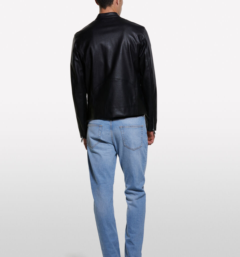 Black slim fit biker jacket - men's jackets and coats - Black | Sisley image number 2